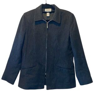 Lands End Vintage Jacket Women’s 6 Gray Wool Cashmere Blend Full Zip Collared